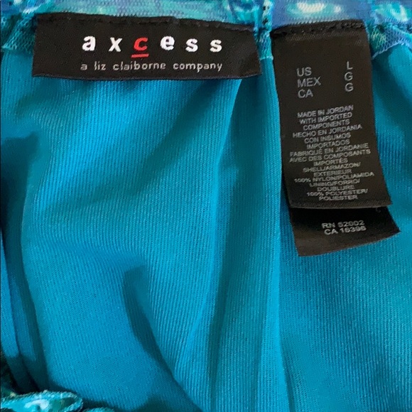 Axcess Babydoll Top Large Bright Teal Pattern - Picture 7 of 7